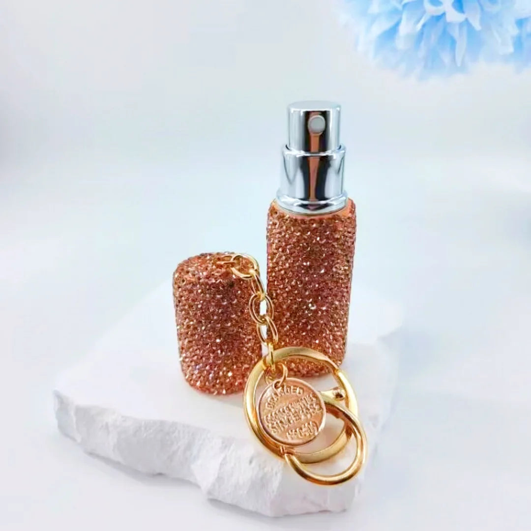 Metal Diamond-Encrusted Minimalist Perfume Keychain Set of 2 Pcs Secondary image