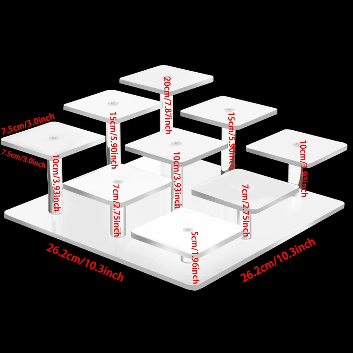 Tabletop Acrylic Display Stands Black Stand Risers for Blind Box Cupcakes Perfumes Figurines Cosmetics Lotion Secondary image