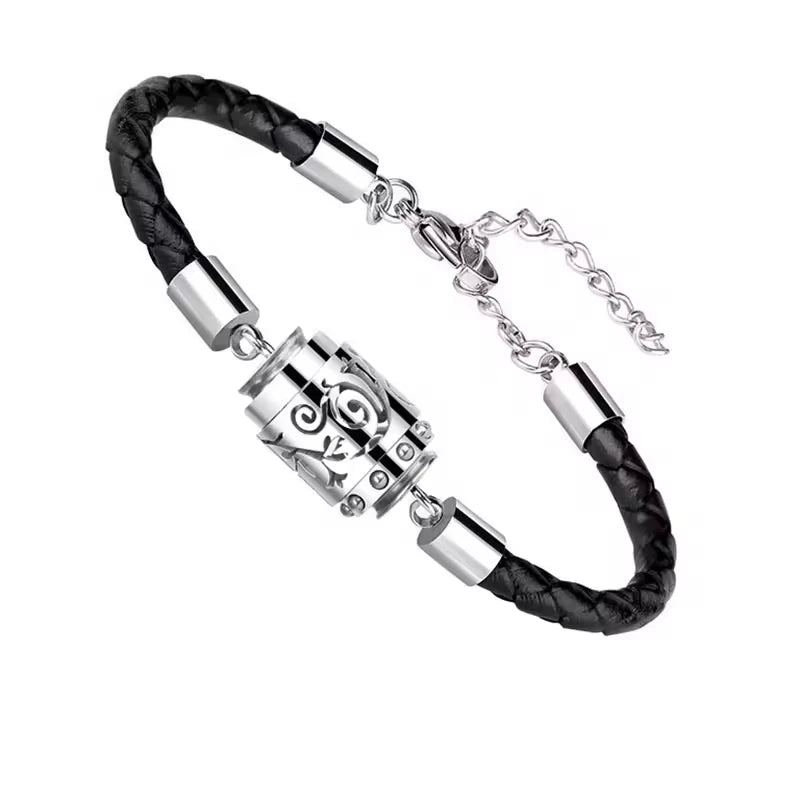 316L Stainless Steel Engraved Leather Essential Oil Perfume Box Charm Bracelet for Women and Men Wear Secondary image